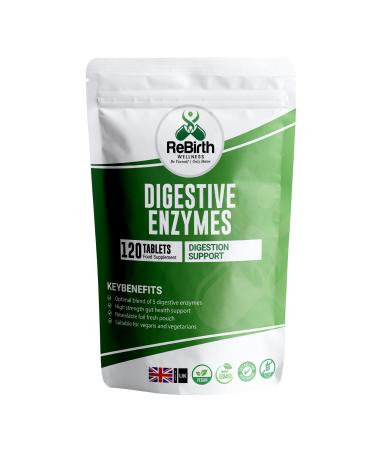 Digestive Enzyme Supplements - 120 Tablets for Optimal Gut Health - Contains DigeZyme Lactase Protease - Promotes Healthy Digestion Essential Digestive Enzymes - UK Made Vegan