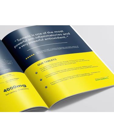 Turmeric Ginger & Black Pepper 4000 mg Tablets (per Serving) High Strength Curcumin Supplements Vegan and Gluten Free UK Made 120 Count - Buy Online on GoSupps.com