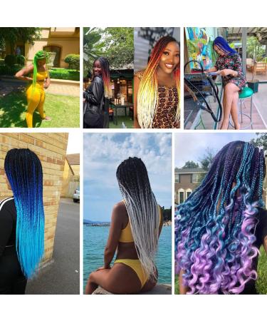 Pre Stretched Braiding Hair Extensions 30 Inch 6 Packs - High Temp Synthetic Fiber, Yaki Texture - 30 Blue/Light Blue/Green/Yellow/Light Purple/Red/Purple - Buy Online on GoSupps.com