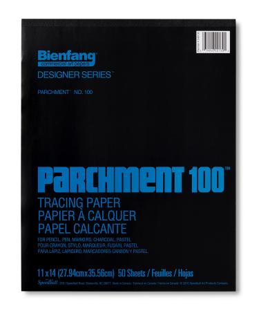 Bienfang Parchment Tracing Paper Pad  11 x 14  50 Sheets  24lb (40gsm) for Pencils  Pen  Marker  Charcoal  Pastel  Trace  Preliminary Drawing and Overlay