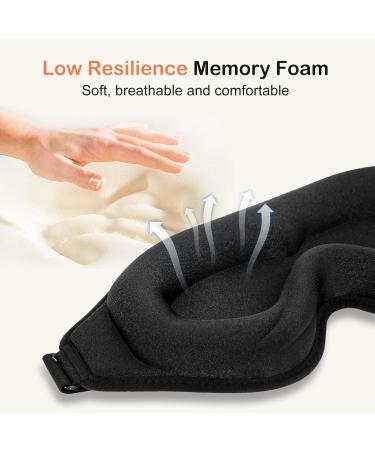 3D Memory Foam Sleep Mask - 100% Light Blocking Eye Mask with Adjustable Strap for Men & Women - Perfect Night Blindfold (Black - Buy Online on GoSupps.com