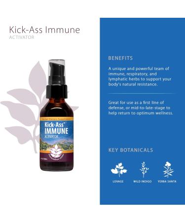WishGarden Herbs Kick-Ass Immune Activator 2oz - Herbal Immune Defense & Booster with Echinacea, OSHA, Elder, Goldenseal - Fast Immunity Boost Formula - Pack of 1 - Buy Online on GoSupps.com
