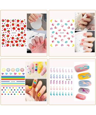 12 Sheets 3D Nail Stickers for Women and Girls - Self-Adhesive DIY Nail Art Set with Flowers, Animals, Fruits - Decals for Woman, Kids - 12 Pack - Buy Online on GoSupps.com