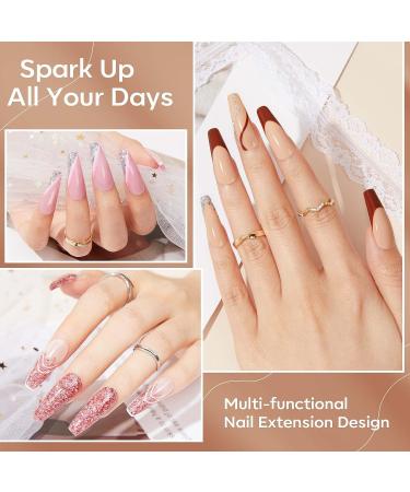 Modelones Acrylic Powder & Glitter Set - 10 Colors Pink Nude Red Brown with Chunky Glitter for 3D Carving Valentines Nail Art - French Nail Extension Kit - Gifts for Women | B1-Daily Collection - Buy Online on GoSupps.com