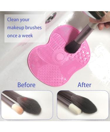 2 Packs Makeup Brush Cleaning Mat Silicone Makeup Brush Cleaner Makeup Brush Cleaning Pad and Scrubber with Suction Cup Portable Washing Tool for Makeup Brushes(Pink&Green) - Buy Online on GoSupps.com