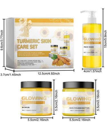 GeRRiT 3 In 1 Turmeric Glow Combo Skincare Set Turmeric Glow Face Wash Turmeric Scrub Turmeric Firming Moisturizing Cream Hydration Glowing Skin Set Skincare Gift Set for Women - Buy Online on GoSupps.com