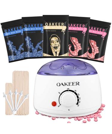 Oakeer Waxing Kit Mini Wax Warmer Painless Hair Removal Body Waxing Designed for Partial Waxing Werewolf Own Waxing at Home,24 Accessories 23 Piece Set