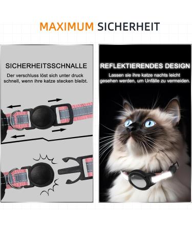 Reflective AirTag Cat Neck Band | Adjustable GPS Tracker for Cats & Small Dogs | Safety Pet Collar (Pink) - Buy Online on GoSupps.com
