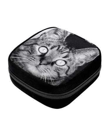 GIAPB Period Bag Sanitary Napkin Storage Bag Pad Holder for Period Makeup Pouch Animal Cat Picture Color732