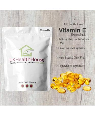 Vitamin E 400 IU Capsules x 60 - Natural Anti-Oxidant for Tissue Support - Gluten and Dairy Free - Skin Health - 60 Count - Buy Online on GoSupps.com