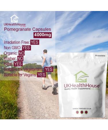 Pomegranate Capsules 4000mg x 120 - Antioxidant Supplement with 40% Ellagic Acid for Heart Health & Immune Support - Non GMO Vegan Formula - Buy Online on GoSupps.com