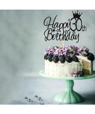 Arthsdite 30th Happy Birthday Cake Topper Adult 30 Food Picks for Celebrating Thirty Years Old Birthday Anniversary Party Decorations Supply- Black Glitter Black 30 - Buy Online on GoSupps.com