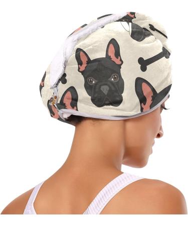 Super Absorbent Black Dog Hair Towel 2 Pack - Quick Drying Hair Turbans with Button Wrap for Women & Girls - Buy Online on GoSupps.com