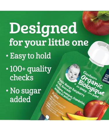 GERBER Organic Baby Pur e Apple Mango Raspberry Avocado Oat 90 ml - Buy Online on GoSupps.com