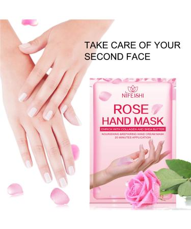 Rose Moisturizing Hand Peel Mask (5 Pack) Exfoliating and Hydrating Gloves for Baby Soft Hands - Repair Dry and Rough Skin - Men and Women - Buy Online on GoSupps.com