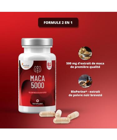 Maca Root - Highly Dosed 500mg - 60 Capsules - Highly Bioavailable Maca Extract - With Piperine for Better Absorption Sensilab - Buy Online on GoSupps.com