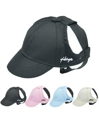 Dog Hat for Small Dogs Girl Boy Hats for Dogs Adjustable Dog Bucket Hat Puppy Sun Hat Spring Summer Pet Baseball Cap Doggy Visor with Ear Holes and Chin Strap for Dog Peaked Caps (Small, Black) Small Black