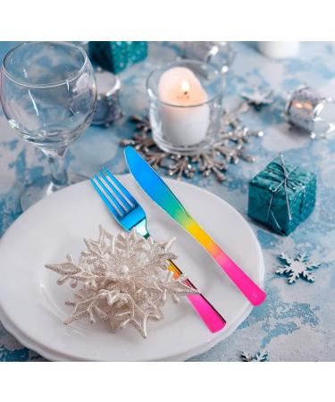 Supernal 120pcs Rainbow Silverware Set - Elegant Plastic Cutlery for Rainbow Party - Durable Gold and Pink Flatware - 40 Forks, 40 Knives, 40 Spoons - Buy Online on GoSupps.com