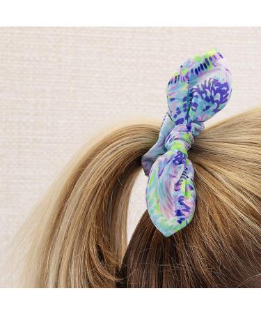 Lilly Pulitzer Purple/Blue Hair Tie Scrunchie with Bow Detail - Shell of a Party - Buy Online on GoSupps.com