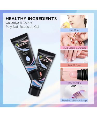 wakaniya Poly Nail Gel Kit 8 Colours Poly Nail Gel Kit Quick Nail Extension Enhancement Gel for Beginners DIY Nail Art Easy to Apply 8 * 15ML White Pink Blue - Buy Online on GoSupps.com