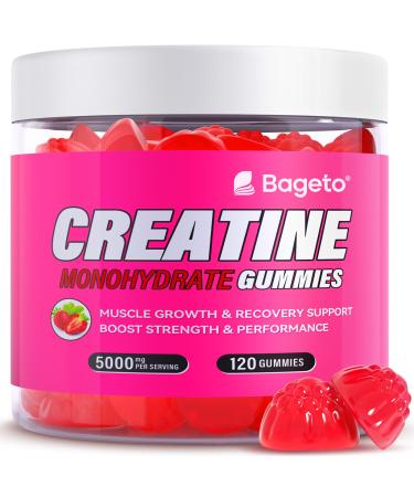 Creatine Monohydrate Gummies 5000mg for Men & Women Gomitas de Creatina 5g Creatine Monohydrate 0g Sugar Chewables Creatine Pre-Work Out for Muscle Strength Vegan 120 Count (120 Count Strawberry) Strawberry 1 Count (Pack of 120)