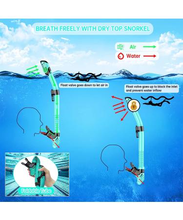 Adult & Youth Snorkel Set - Anti-Leak, Anti-Fog Dry Mask for Snorkeling, Swimming & Diving - Green - Buy Online on GoSupps.com