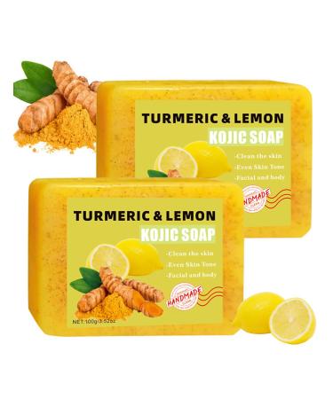 MEITREND Tourmeric Kojic Acid Lemon Turmeric Soap for Removing Dark Spots from Face and Body Turmeric and Kojic Acid Soap Lemon Shine Soap - Cleanser - 2 Pack