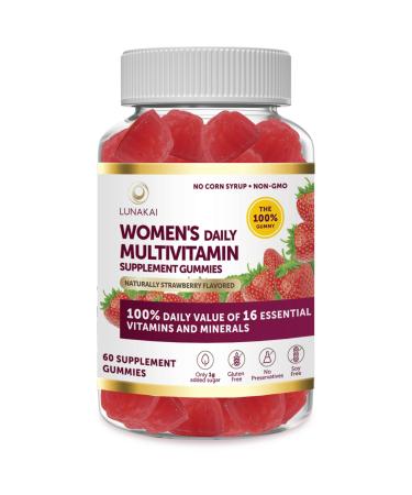 THE 100% Gummy - Womens Multivitamin Gummies - 100% Daily Value of 16 Essential Vitamins and Minerals - Healthy Multivitamin for Women of All Ages - Soy Free  NON-GMO  Gluten Free - 30 Day Supply 60 Count (Pack of 1) Wom...