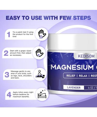 KEDISOM Magnesium Cream for Sleep - Natural Topical Magnesium Lotion Calm - Nighttime Body Butter for Deep Hydration - Safe for Kids (Lavender) - Buy Online on GoSupps.com