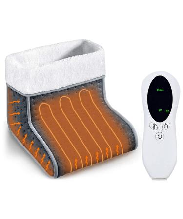 Foot warmer electrical shoe with 3 heating levels ultraich fast heating overheating protection with automatic switch -off washable - gray