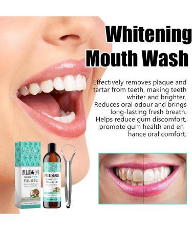 Coconut Mint Mouthwash for Whitening Teeth & Fresh Breath | Gum Care Set + Tongue Scraper | 100 ml - Buy Online on GoSupps.com