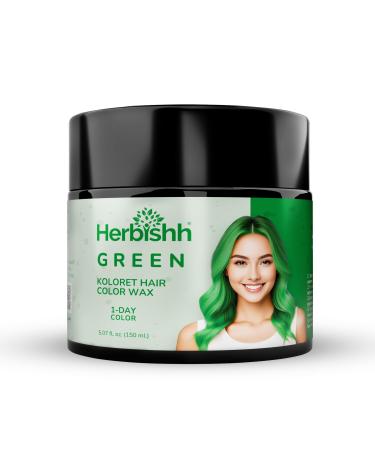Herbishh Koloret Temporary Hair Color Wax Green Hair Dye Instant Hair Color Wax Washable Vegan Hair Color Hair Paint Temporary Hair Dye DIY Temporary Hair Color for Kids Men & Women 5.07 fl