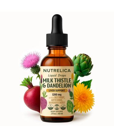 Milk Thistle & Dandelion Liver Support with Beet Root Artichoke & Burdock 1200mg Herbal Detox Formula No Sugar Alcohol-Free Vegan Non-GMO