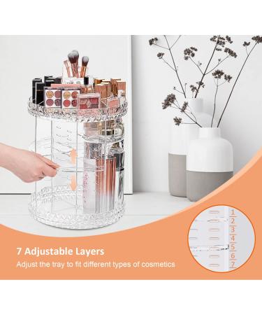 DreamGenius 360 Rotating Makeup Organizer 7-Layer Cosmetic Storage Case | Clear Acrylic Display for Jewelry, Brushes & Lipsticks - Buy Online on GoSupps.com