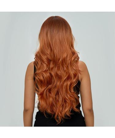 HAIRCUBE Ginger Wig with Bangs - Long Wavy Middle Part Synthetic Wig for Daily Use - Buy Online on GoSupps.com