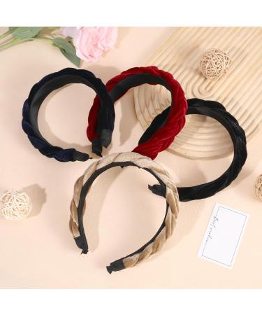 Shop Newofview Vintage Hair Accessories - 4 Piece Wide Headband Set for Women | Black Red Wine Navy Camel - Buy Online on GoSupps.com