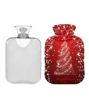 KCLDECI hot bottle with cover Christmas tree shiny 2 l hot water bottle hot water bag for foot warmer pain relief hot and cold therapy cramps