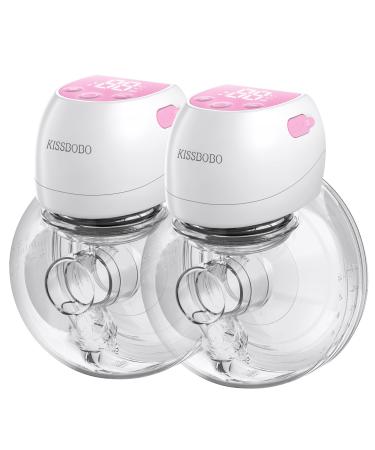 Wearable Breast Pump Plainless Electric Hands Free 2 Modes & 9 Levels with LCD Display Low Noise Rechargeable Wireless Protable Breast Pump with 21mm/24mm Flanges (Pink 2PCS) Breastfeeding Pump