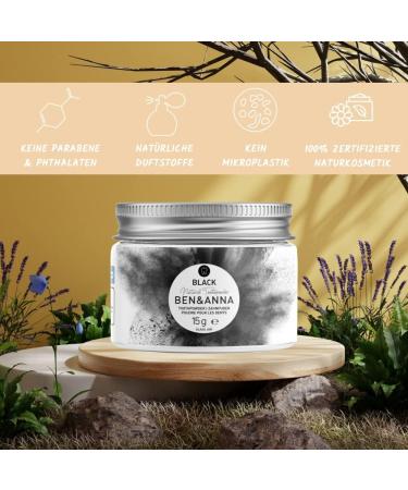 Ben & Anna Toothpowder Black 15g - Activated Charcoal Bleaching Powder for Whiter Teeth | Natural Cosmetics - Buy Online on GoSupps.com