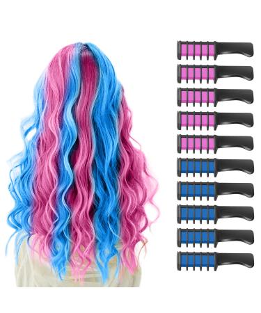 10 pieces of hair criminal ridge new temporary hair color chalk for children girls washable for birthday gift halloween Thanksgiving Christmas party cosplay (pink + blue) pink + blue