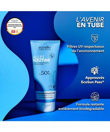 Eco Elio SPF 50+ Cr me Solaire co-responsable Durable 200ml "Toute Routine" I Sans Octocryl ne Microplastiques Parfum et Cosm tiques I Visage Toute routine 200ml - Buy Online on GoSupps.com
