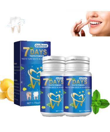 2 pieces of tooth whitening powder natural tooth elevator powder with mint extract - fresh breath cleaning powder for teeth 7 days effective stain removal