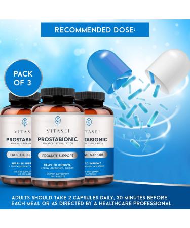 VITASEI Prostabionic Prostate Dietary Supplements - Saw Palmetto, Quercetin & Pygeum | Promotes Restful Sleep, Better Bladder Health | 60 Capsules x3 - Buy Online on GoSupps.com