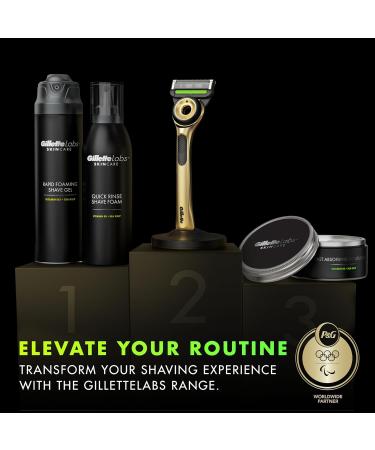 Buy GilletteLabs Exfoliating Bar Razor for Men - Champion Gold Edition | Premium Magnetic Stand & Refills - International Shipping Available - Buy Online on GoSupps.com