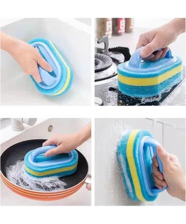 2pcs Household Cleaning Tools Sponge Cleaning Brush with Handle for Daily Use in Kitchen - Buy Online on GoSupps.com