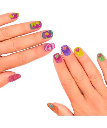 Townley Girl 96 Pcs Stick on Nails Set | 3D and Glow-In-Dark Press- On Nail Sets for Girls | Self-Adhesive Artificial Nails Rainbow - Buy Online on GoSupps.com
