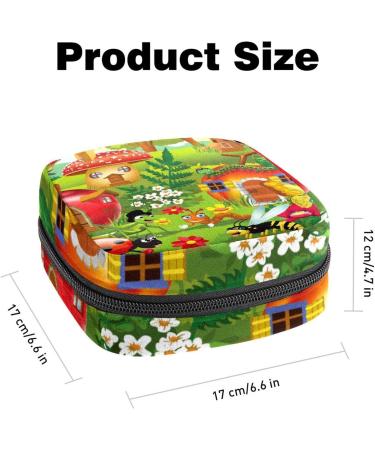 Womens Bonds Storage Pockets Still Pad - Cartoon Insect Mushroom Caterpillar Butterfly Portable Period Kit Bag | Feminine Product Organizer for Girls - Buy Online on GoSupps.com