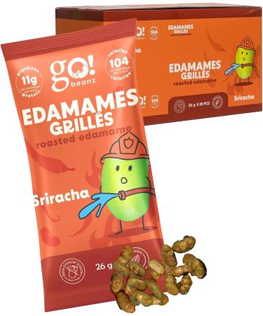 GoBeanz Crunchy Roasted Edamame Tasty Sriracha High Protein Healthy Snack For Adults & Kids 20 Single Serve Packs Low calorie Low Sugar Plant Based Salty Snacks Sriracha 26 g (Pack of 20) - Buy Online on GoSupps.com