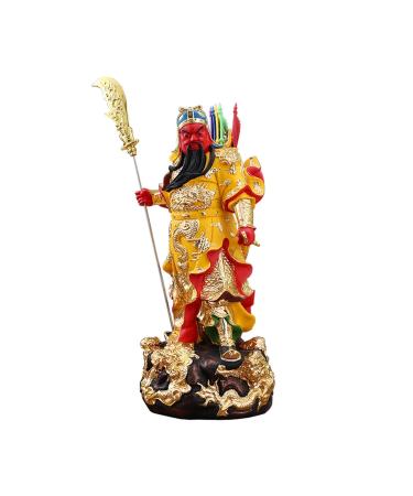 Buddha Statue Lifelike Guan Gong God of Wealth Statue 19-inch Chinese Guan Yun Chang Statue Home Shop Office Lucky Buddha Statue Gift Garden Buddha Statues