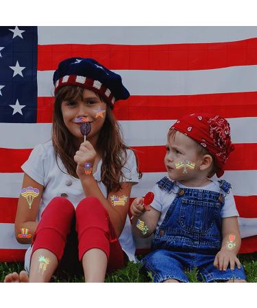 4th of July Glow in the Dark Temporary Tattoos - 90+ Patriotic Designs for Independence Day Celebration - Buy Online on GoSupps.com